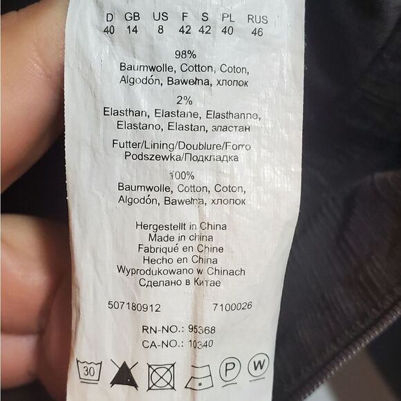 Size 8 Olsen Europe Brown Corduroy Blazer Jacket and Textured Fabric 98% Cotton - Picture 7 of 13